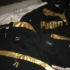 Sweatsuit On right. Puma hoodie and leggings set.